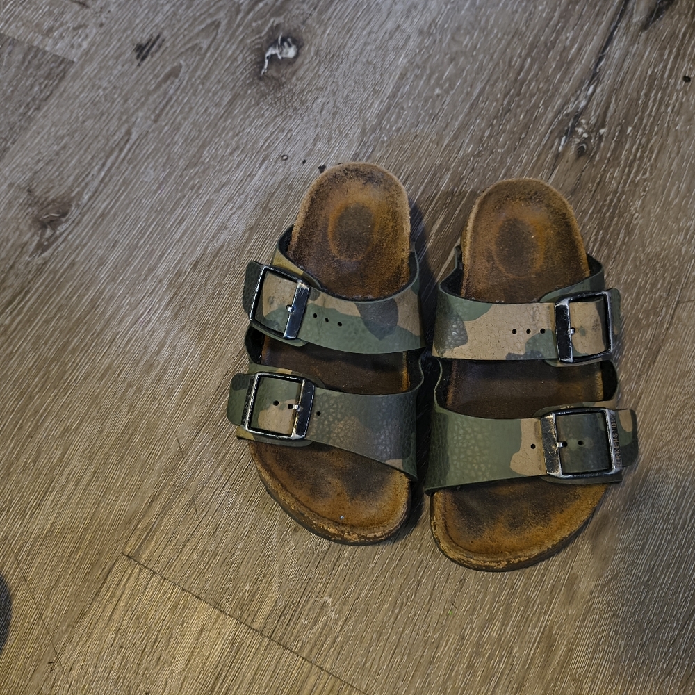 Birkenstock Kids Green Camouflage Sandals